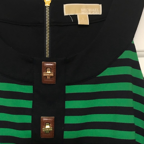 Navy/Green stripe Michael Kors dress - Picture 3 of 3